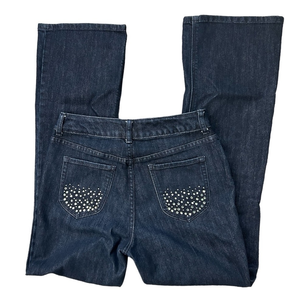 CHICO'S Platinum Charm Jean Rhinestone Embellished Bedazzled Dark Wash Regular - Picture 4 of 6